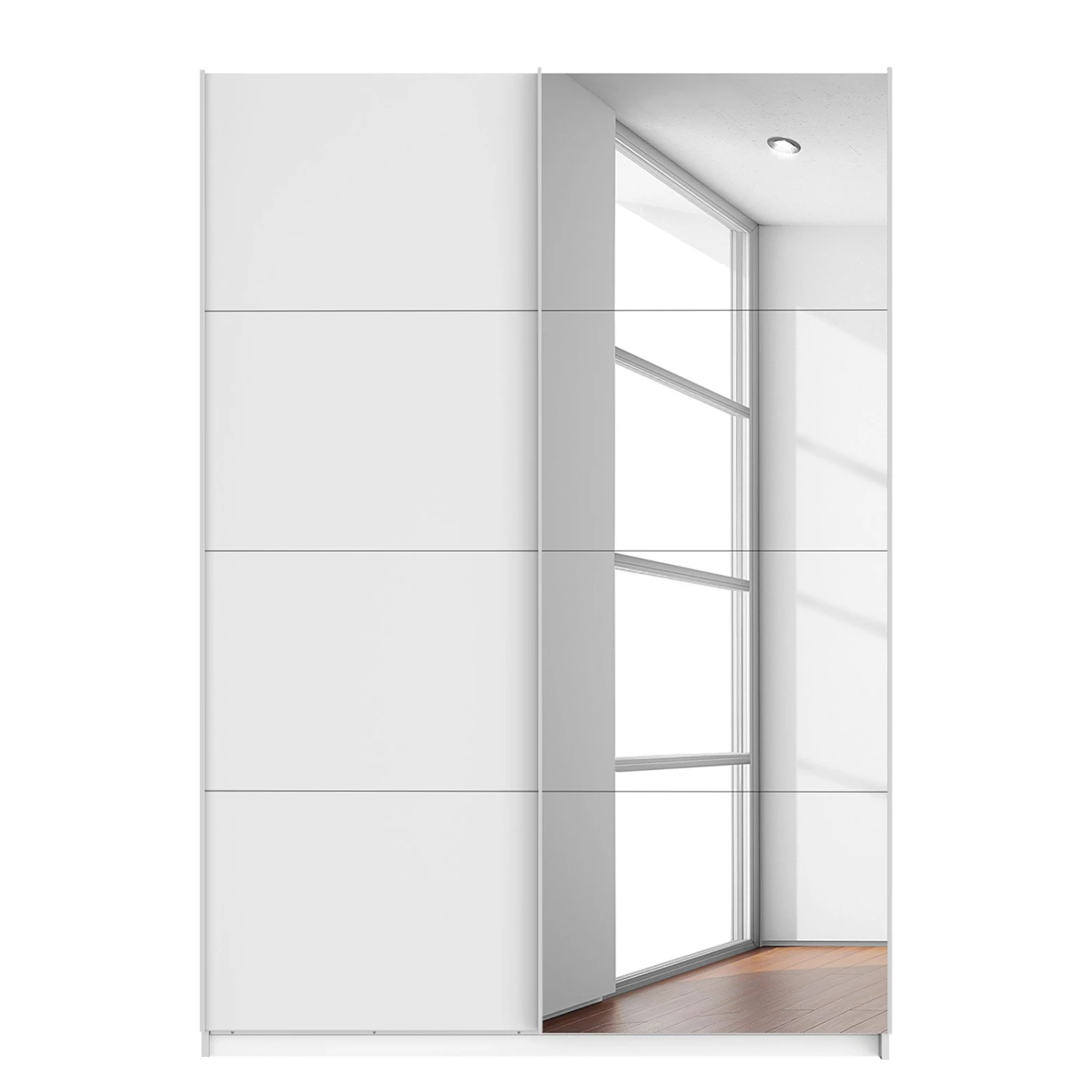 Rauch Orange Schwebetürenschrank Quadra (mit Spiegel) - Alpinweiß - Höhe: 230 cm - Breite: 136 cm 2 Rauch Orange Schwebetürenschrank Quadra (mit Spiegel) - Alpinweiß - Höhe: 230 cm - Breite: 136 cm – Bild 2