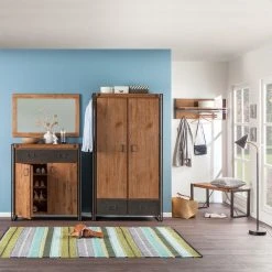 Ars manufacti Garderobenschrank Manchester II - Akazie teilmassiv / Metall - Akazie / Anthrazit - Breite: 110 cm -Schlafzimmer Verkaufe DE spiegel manchester akazie massiv 4882300