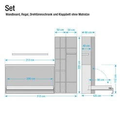 Loftscape Schrankbett-Kombination Godia I - Weiß / Eiche Sonoma Dekor - Ohne Matratze -Schlafzimmer Verkaufe DE wandklappbett kombination godia i 90 x 200 cm ohne matratze weiss eiche sonoma dekor 1721606