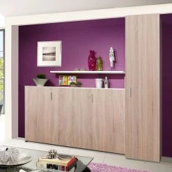 Loftscape Schrankbett-Kombination Godia II - Weiß / Eiche Sonoma Dekor - Kaltschaummatratze -Schlafzimmer Verkaufe DE wandklappbett kombination godia ii kaltschaummatratze weiss eiche sonoma dekor 1723042