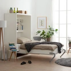 Schrankbett KiYDOO smart - Weiß / Eiche Sonoma Dekor - 110 x 205cm - Kaltschaummatratze -Schlafzimmer Verkaufe DE wandklappbett majano 110 x 205 cm kaltschaummatratze weiss eiche sonoma dekor 1691170