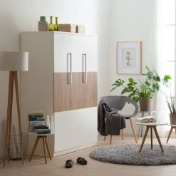 Schrankbett KiYDOO smart - Weiß / Eiche Sonoma Dekor - 110 x 205cm - Kaltschaummatratze -Schlafzimmer Verkaufe DE wandklappbett majano 110 x 205 cm kaltschaummatratze weiss eiche sonoma dekor 1691178